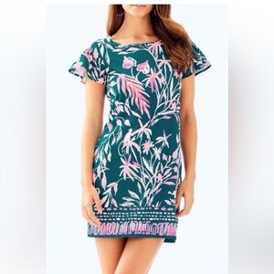 Lilly Pulitzer XS Blue Pink Marah Dress in Tidal Wave Coastal Floral Summer